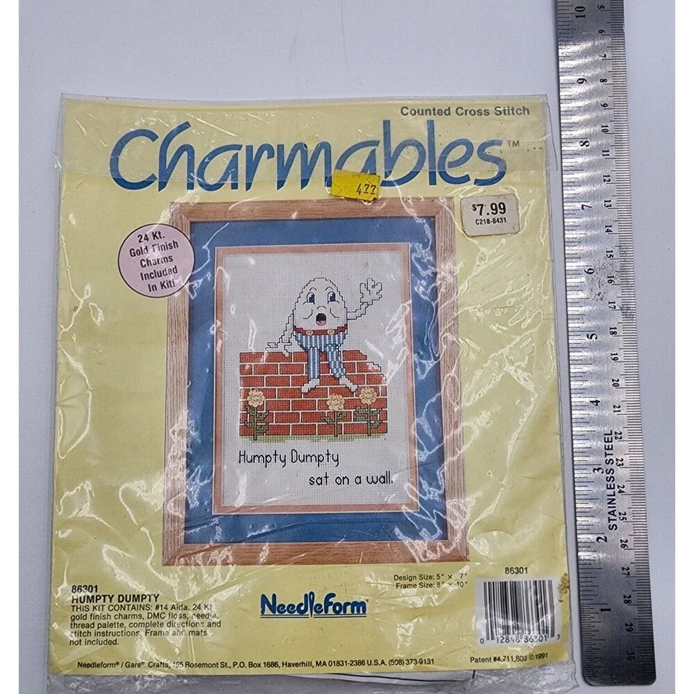 Needleform Charmables Counted Cross Stitch Humpty Dumpty 86301 Kit -Vintage